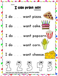 Print the sight word not